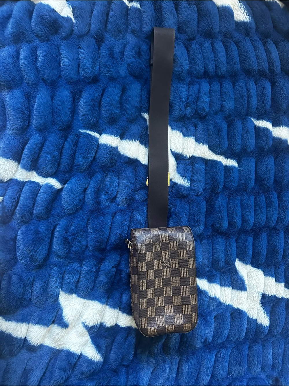 Louis Vuitton Damier Ebene leather  waste bag with red canvas interior